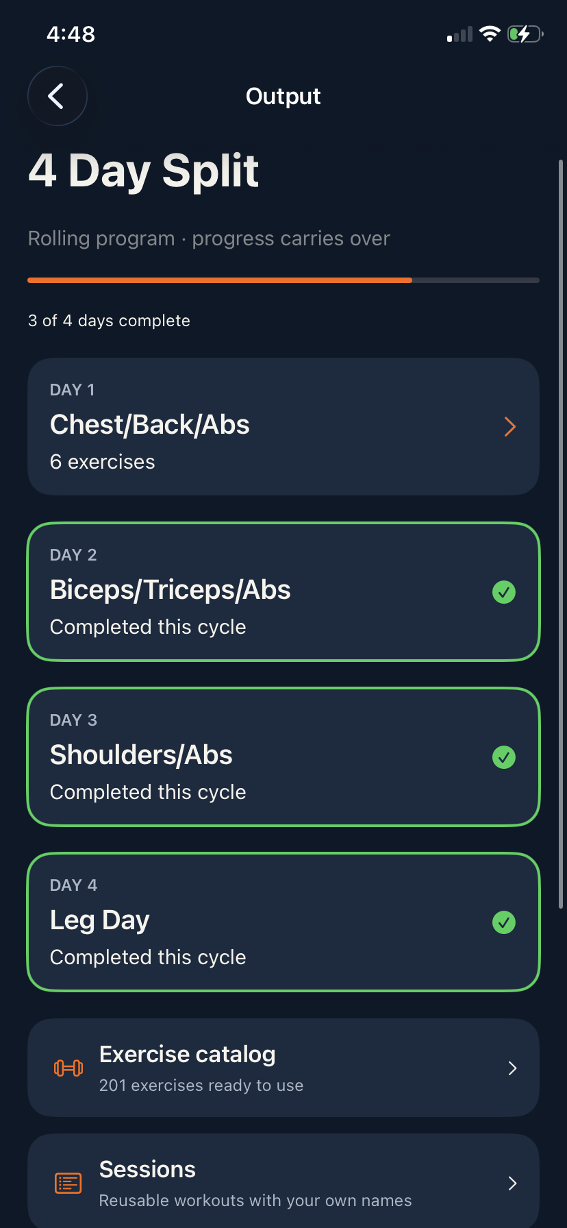 Swoolly workout program dashboard